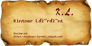 Kintner Lóránt névjegykártya
